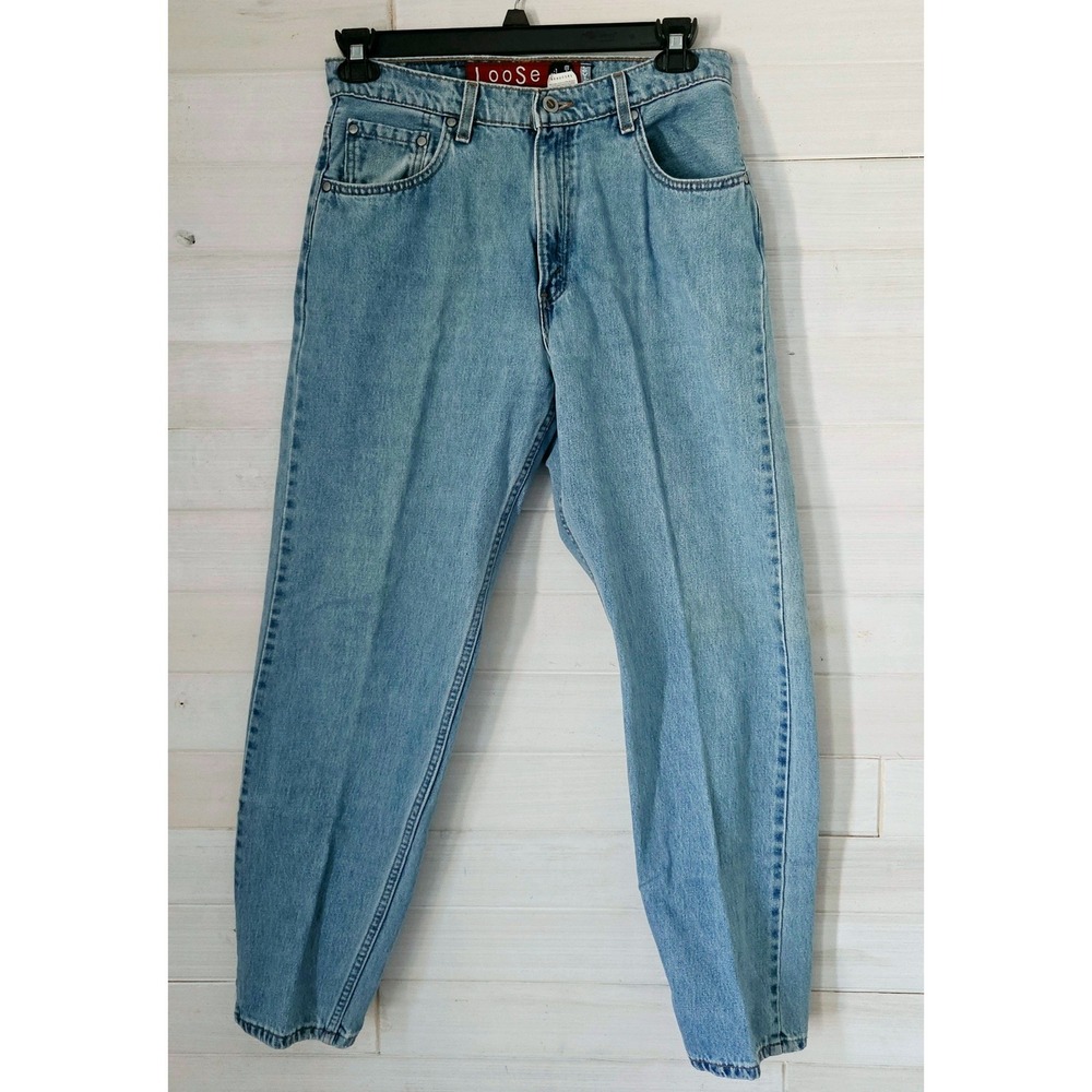 Vtg Levis SilverTab Loose Jeans Womens 11/12 Light Wash Baggy Tapered USA 90s